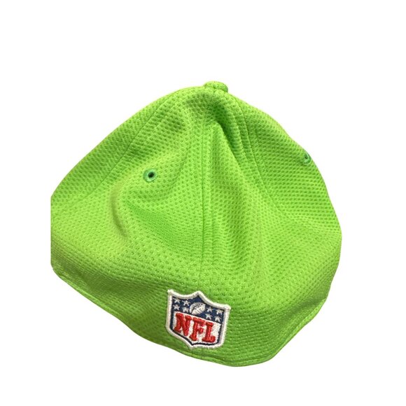 New Era Seahawks 39Thirty Stretch-Fit Cap Medium-Large Neon Green Gold NFL Logo - Picture 4 of 7